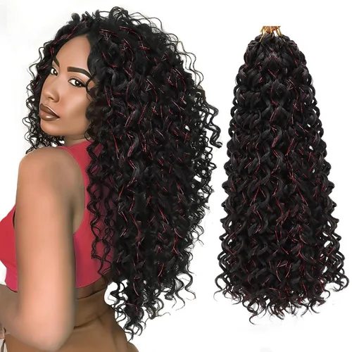 Miniatura 37 de 8 Paquetes de Cabello Rizado con Ganchillo GoGo, Cabello Rizado con Ganchillo para Mujeres Negras, Trenzado de Onda Profunda, Cabello Sintético
