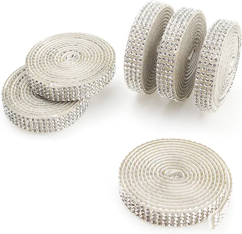 Miniatura 14 de 6 Rollos de Cinta Adhesiva con Diamantes de Imitación para Manualidades, Rollo de Cinta con Cristales para Decoración de Automóviles y Teléfonos