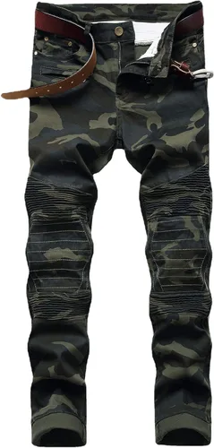 Liuhond Skinny Slim Fashion - Jeans elásticos de motociclista de Hip Hop con agujeros rectos rasgados