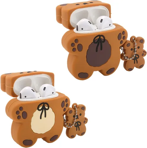 Miniatura 2 de Funda 3D 3D de pato+pollito para Airpods 2/1, funda 3D de dibujos animados para mujeres y niñas, elegante, elegante, encantadora, con forma de pato