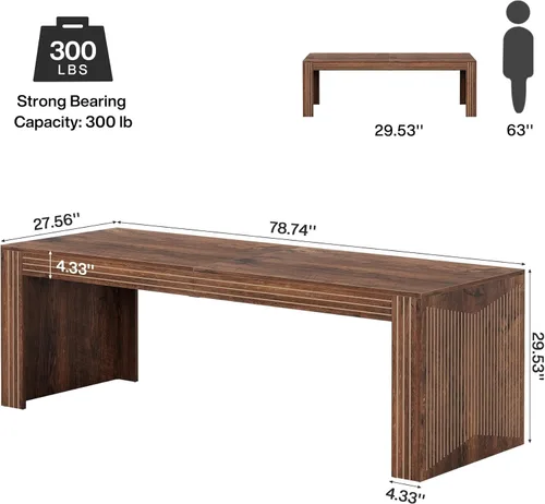 Miniatura 2 de Tribesigns 79-Inch Extra Long Desk, Two Person Double Desk for Home Office, Wooden Long Computer Desk Writing Table for Office, Coffee Brown