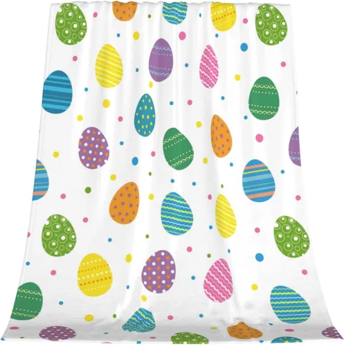 Miniatura 19 de Manta de Pascua y primavera, manta de felpa acogedora y suave para sofá, cama, sofá, viajes, campamento para adultos/niños, color azul y blanco