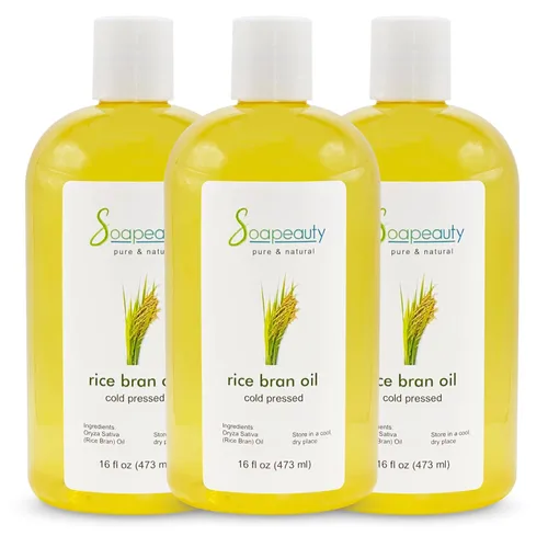 Miniatura 10 de Soapeauty Aceite de salvado de arroz prensado en frío 100% puro y natural disponible a granel Portador para aceites esenciales, cara, cabello