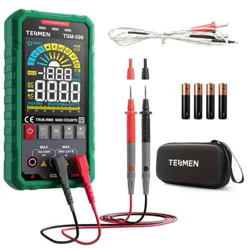 Miniatura 8 de Multímetro digital TM-510, 4000 cuentas, medición inteligente, voltímetro de rango automático; probador de voltaje con función de voltaje sin