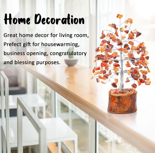 Miniatura 2 de Crocon® Bonsái de árbol de cristal curativo de cornalina, decoración de escritorio para mujer, decoración de habitación y oficina, regalo