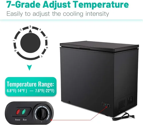 Miniatura 3 de Antarctic Star Congelador de pecho de 7.0 pies cúbicos, congelador profundo de 6.8 °F a -4 °F con cesta extraíble, puerta abierta superior