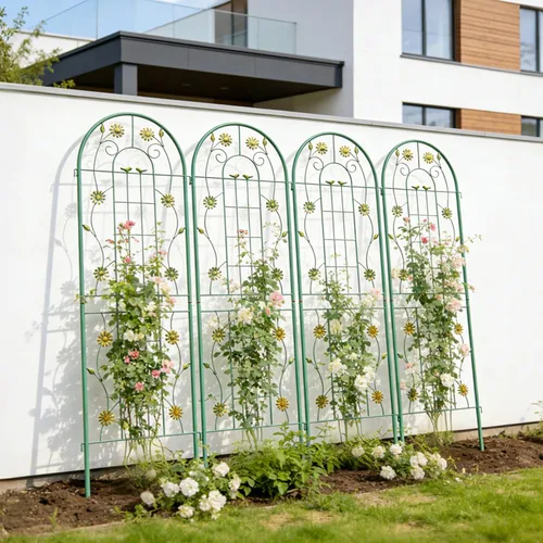 Paquete de 4 enrejados de jardín de metal de 71" de altura, cerca de jardín, enrejado a prueba de óxido para plantas trepadoras, soporte de rosas,