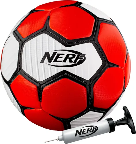 Nerf Proshot Kids Soccer Ball - Size Indoor + Outdoor Youth Soccer Ball + Air Pump Set - Official Size Soft Cover for Boys + Girls - Pump +