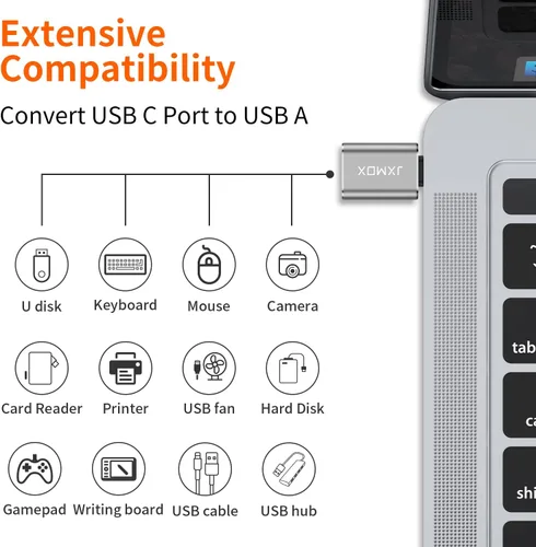 Miniatura 8 de Adaptador USB C a USB [paquete de 2], adaptador OTG Thunderbolt 3 a USB 3.0 compatible con MacBook Pro, Chromebook, Pixelbook, Microsoft Surface Go