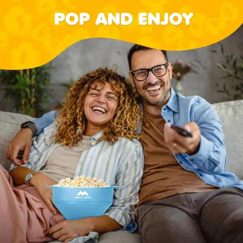 Miniatura 6 de El Original Mindful Design Popcorn Popper para Microondas - Cuenco de Silicona, Sin BPA y Apto para Lavavajillas (Azul Claro)