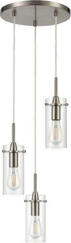 Miniatura 12 de Linea di Liara Effimero - Lámpara colgante de 5 luces en racimo de luces para escaleras, lámpara grande de níquel cepillado, moderna lámpara