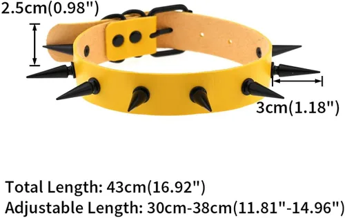 Miniatura 2 de FM FM42 Unisex Multicolor Simulated Leather PU Black-toneSilver-tone Spikes Rivets Spiked Punk Rock Gothic Choker Collar Necklace