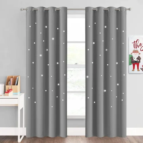 Miniatura 71 de NICETOWN Cortinas infantiles perforadas, cortinas marroquíes con estrellas azules para dormitorio de niñas, gruesas y suaves, para oscurecer la Azul