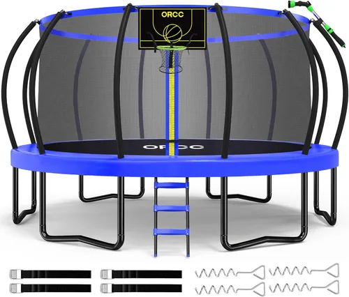 ORCC Trampolín para niños, capacidad de peso de 1200 libras, trampolín al aire libre 16, 15, 14, 12, 10, 8 pies, trampolines para niños y adultos