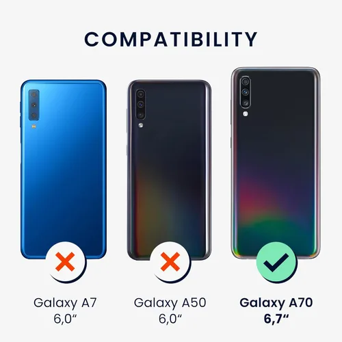 Miniatura 2 de kwmobile Funda compatible con Samsung Galaxy A70 - Funda protectora de silicona TPU suave y delgada, color negro mate