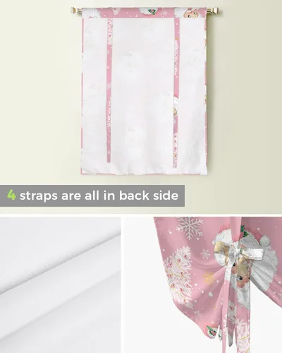 Miniatura 5 de Cortinas de globo de Navidad de Papá Noel rosa para ventanas, paneles de dormitorio de árbol de Navidad de 54 pulgadas de largo, con aislamiento