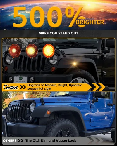 Miniatura 2 de Luces LED secuenciales de marcador lateral para guardabarros delanteros para J-e-e-p Wrangler JK 2007-2019, lámparas de marcador de parachoques