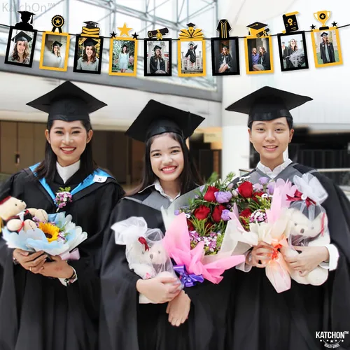 Miniatura 9 de Decoraciones de graduación 2026 Cartel de fotos de graduación dorado y negro - 5 x 7, 10 pies Cartel de graduación para 2026 Decoraciones