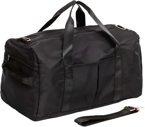 SYLLIA Bolsas de lona deportivas con bolsa de cosméticos para gimnasio, mujeres y hombres, bolsa impermeable de viaje con bolsillo húmedo y