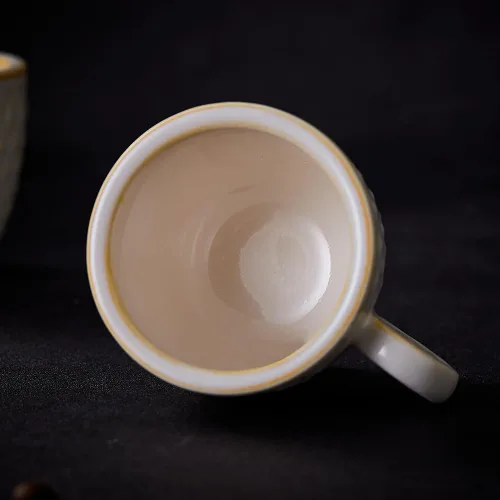Miniatura 6 de Juego de 6 tazas de café espresso vintage, tazas Demitasse de 3 onzas, tazas de café espresso pequeñas de cerámica en relieve únicas en relieve Crema