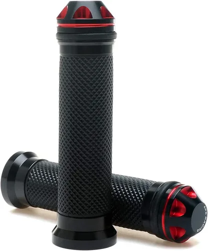 Miniatura 3 de Empuñaduras de mano para motocicleta de 7/8 pulgadas – Universal Gel Rubber CNC Billet Aluminio Manillar Grip con extremo de barra para manillar