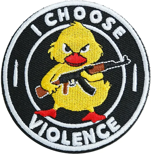XMJY I Choose Violence Duck Patches, parches bordados de 3 pulgadas de gancho y bucle, apliques divertidos y divertidos para mochilas tácticas,