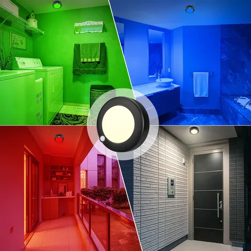 Miniatura 4 de Lámpara de techo a pilas, luz LED con sensor de movimiento con control remoto, luz de ducha inalámbrica, 10 luces de pasillo que cambian