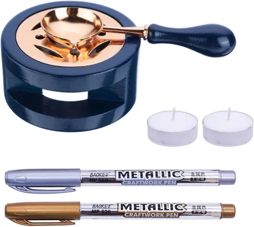 Miniatura 9 de SWANGSA Kit de calentador de sellado de cera, herramienta de horno de cera de sellado con 2 bolígrafos de sellado de cera + cuchara de sellado