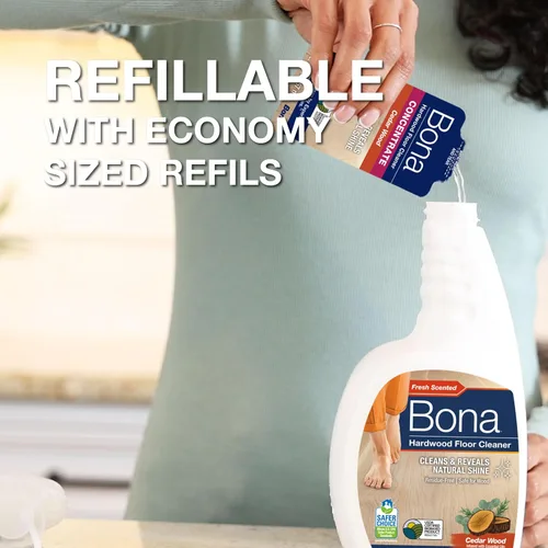 Miniatura 5 de Bona® Spray limpiador de pisos de madera dura, 32 onzas líquidas, madera de cedro, incluye botella llena + recambio de concentrado para limpieza