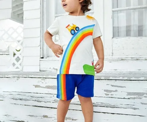Miniatura 7 de warmstraw Conjunto corto de algodón para niños pequeños, camiseta y camiseta de manga corta, 2 piezas