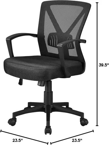 Miniatura 3 de Topeakmart Escritorio giratorio de oficina ergonómico de malla ajustable soporte lumbar para computadora, respaldo medio, reposabrazos