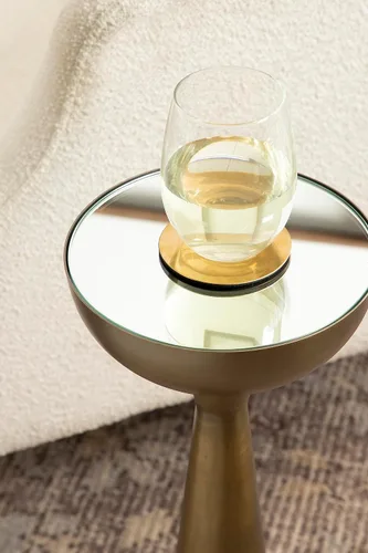 Miniatura 5 de Kate and Laurel Chandon Mid-Century - Mesa sofisticada para bebidas, 8 x 8 x 23 pulgadas, latón antiguo, mesa de pedestal escultural glamorosa