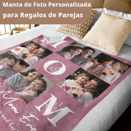 Miniatura 3 de Regalos personalizados de Pinkfulum para el Día de la Madre, manta personalizada con foto, manta de vellón con texto personalizado, cobijas con foto