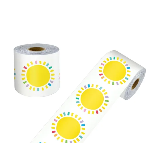 Carson Dellosa Happy Place - Bordes de tablón de anuncios de sol de 65 pies, 1 rollo de ribete Sunshine para pizarra blanca rodante, corcho y