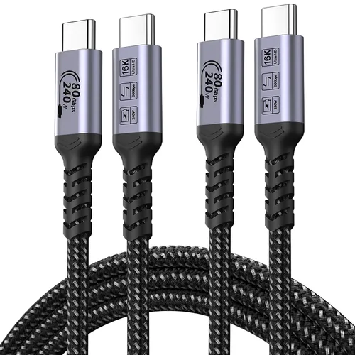 Miniatura 18 de Paquete de 2 cables USB 4 de 1 pie, cable USB C a USB C de 240 W, transferencia de datos de alta velocidad de 40 Gbps y salida de video de pantalla