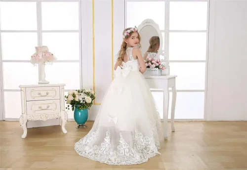 Miniatura 6 de Bow Dream Vestido largo de princesa para niñas, vestido de baile de graduación, vestido de tul