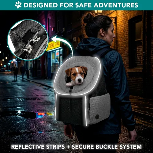 Miniatura 6 de PetAmi Mochila transportadora frontal para perro, mochila de transporte de pecho ajustable ventilada para perros y gatos, transportadora para perros