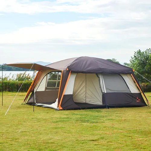 Miniatura 13 de KTT Extra Large Tent 6-12-14 Person,Family Cabin Tents,2 Rooms,3 Doors and 3 Windows with Mesh,Straight Wall,Waterproof,Double Layer,Big Tent for
