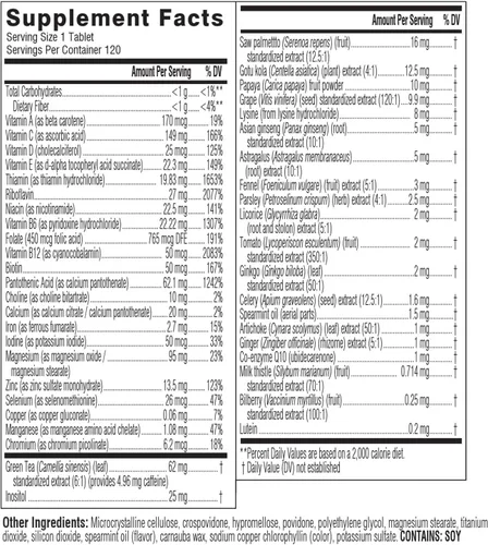 Miniatura 8 de Swisse Ultivite Multivitaminas diarias para hombres 50 vitaminas, antioxidantes y minerales + adaptógenos Energía, apoyo contra el estrés e