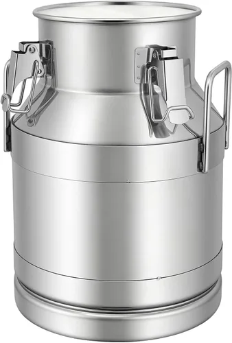 Miniatura 21 de Cubo de acero inoxidable de 28 litros y 7.4 galones para leche y vino con tapa sellada, resistente (28L)