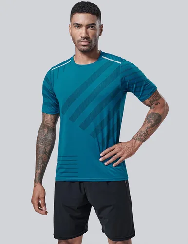 Miniatura 3 de Paquete de 5 camisetas de manga corta para hombre con cuello redondo y de secado rápido Camisetas atléticas para correr, entrenar en el gimnasio