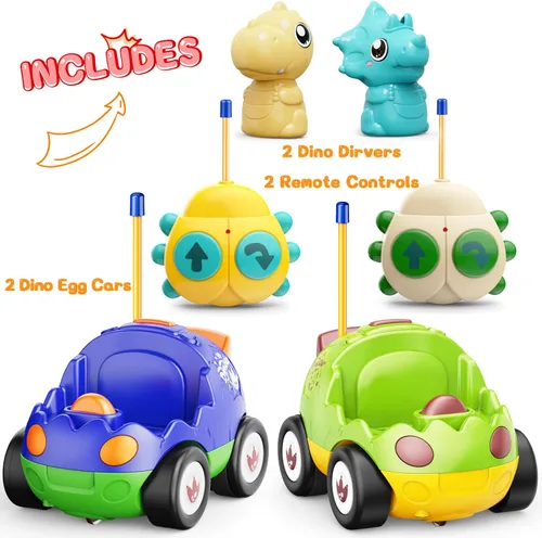 Miniatura 6 de Kidz do 2 Pack Juguetes de dinosaurio con control remoto para niños pequeños de 2 a 5 años, regalos de Navidad y cumpleaños para niños de 2 a 5