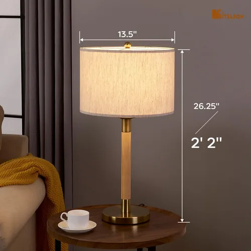Miniatura 7 de Lámpara de noche LED para dormitorio, lámpara de escritorio moderna con interruptor regulable y bombilla, lámpara de mesa de madera para mesita
