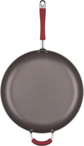 Miniatura 10 de Rachael Ray Cucina - Sartén antiadherente con mango auxiliar y proceso de anodizado duro., rojo, gris (Gray with Red Handles)
