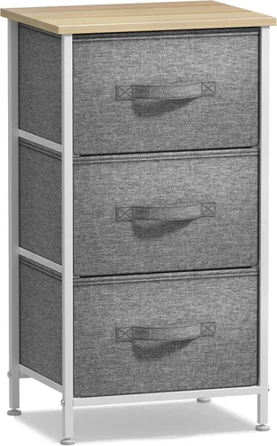 Miniatura 7 de Sorbus - Mesita de noche con 3 cajones - Mesita de noche y mesa lateral para el hogar, accesorios de dormitorio, oficina, dormitorio universitario