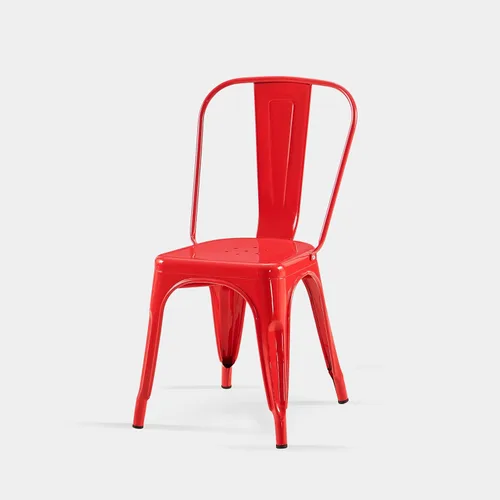 Miniatura 4 de AC Pacific Sillas de comedor de metal industrial de 18 pulgadas de altura, asiento apilable de cocina o bar, diseño moderno y duradero, muebles