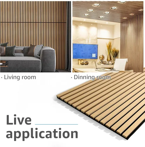Miniatura 3 de Art3d Paquete de 4 paneles acústicos de listones de madera de 47.2 x 23.6 pulgadas para pared y techo, panel de absorción de sonido acanalado 3D