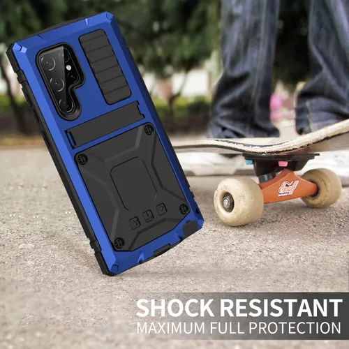 Miniatura 5 de Simicoo Funda militar compatible con Samsung S23 Ultra Metal con protector de pantalla de soporte, protección de cámara, resistente, a prueba de Azul