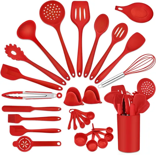 Miniatura 7 de P&P CHEF Juego de utensilios de cocina de silicona, 28 piezas, espátulas para hornear con soporte, resistentes al calor y no tóxico, antiadherente