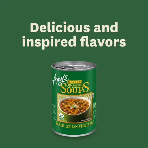 Miniatura 5 de Sopa Amy's, vegana, sin gluten, orgánica de verduras italianas rústicas (champiñones, arroz integral y frijoles) 14 oz (paquete de 12)